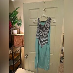 Girlz Stylish Blue and Leopard Print Dress women’s mumu tank style-4xl